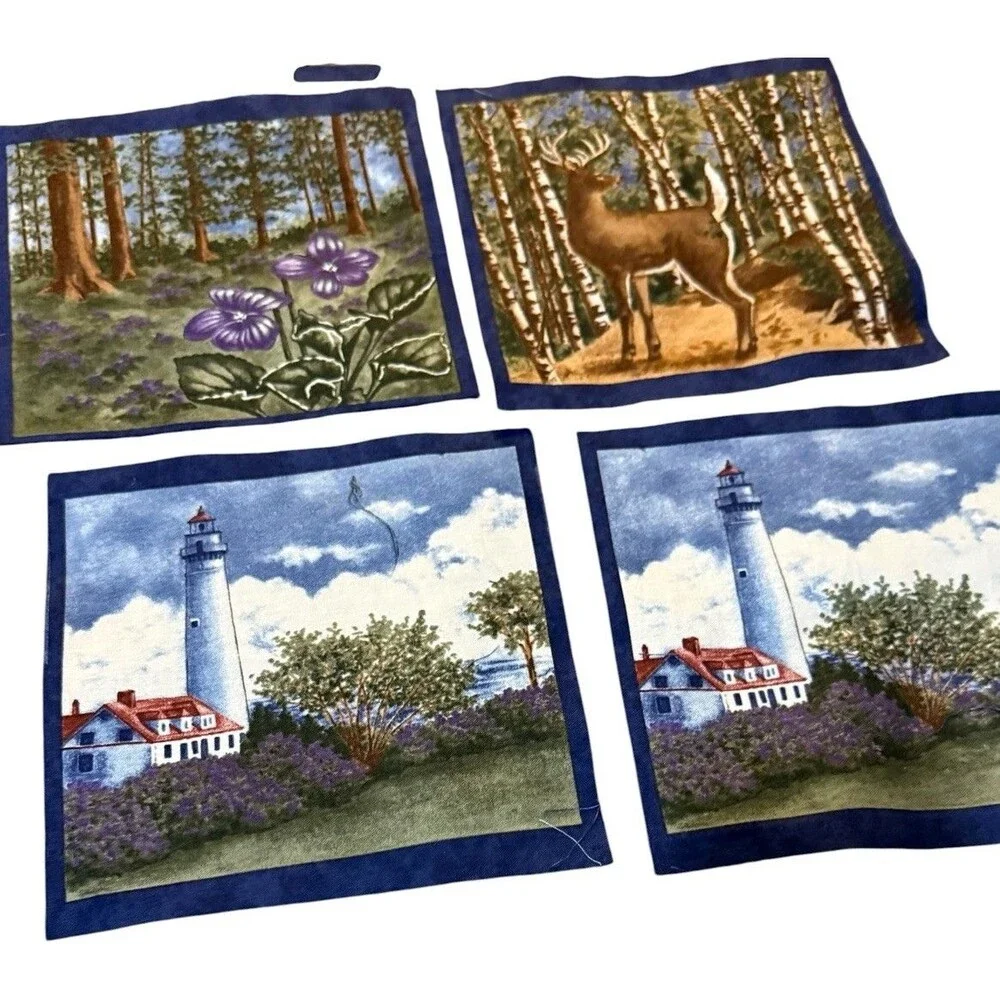 Wisconsin Fabric Squares Lot 13 Quilt Panels Lighthouse Deer Loon State Capitol